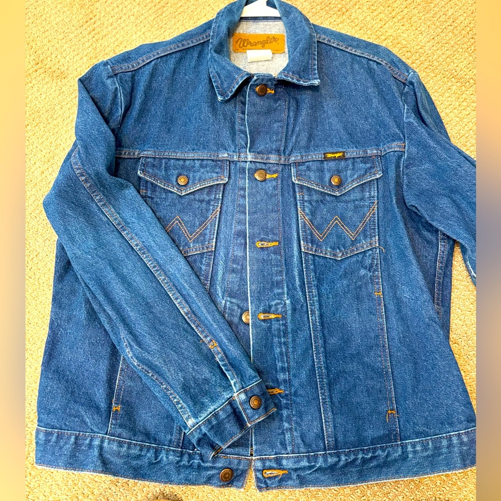 Vintage Wrangler Jean Jacket Dark Blue Large 🤠
